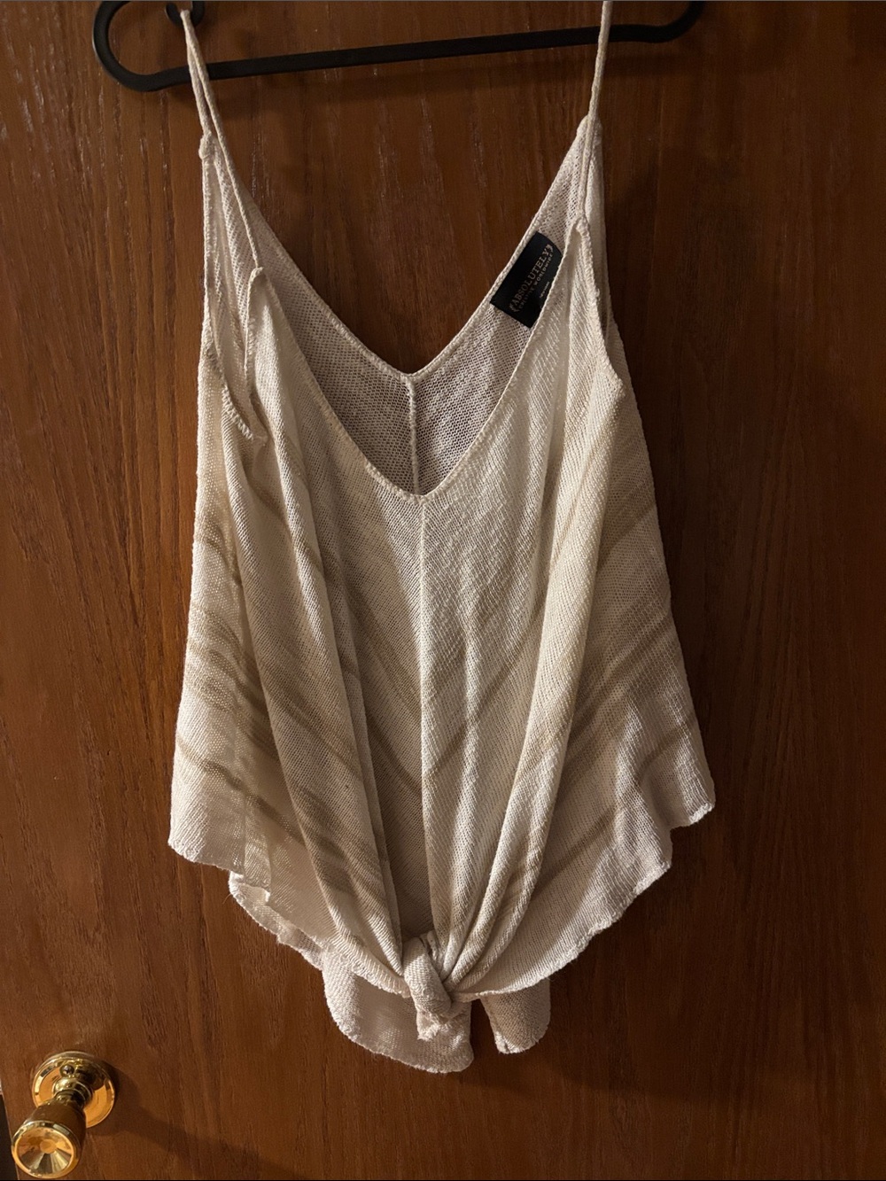 Absolutely Creative Worldwide Cream Tie-Front Knit Cami